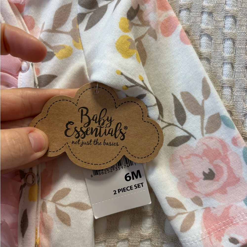 Baby Essentials Floral One Piece with Pink and Yellow - Picture 3 of 4